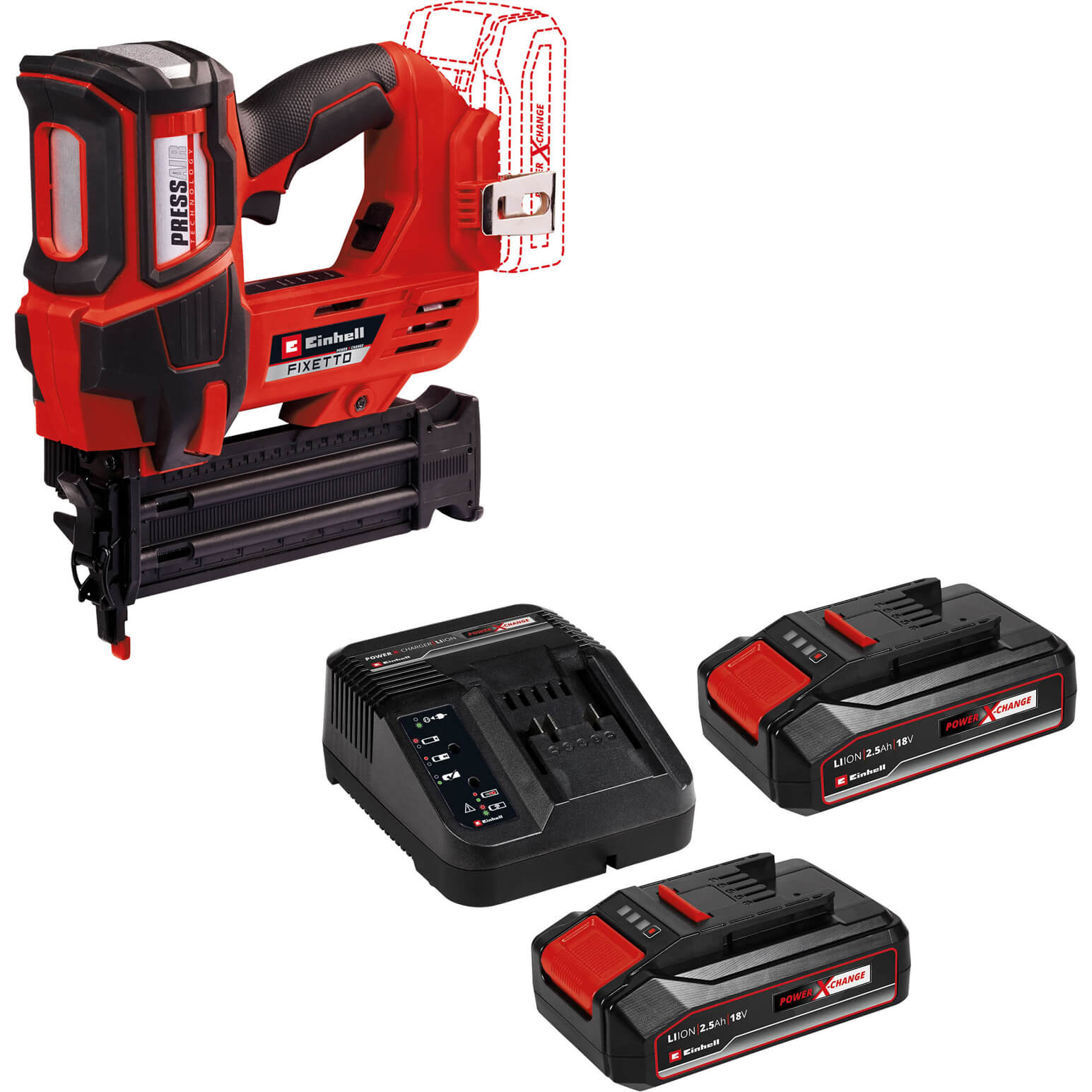 Einhell Fixetto 18/50 N 18v Cordless Nail Gun 2 X 2.5ah Li-ion Charger No Case