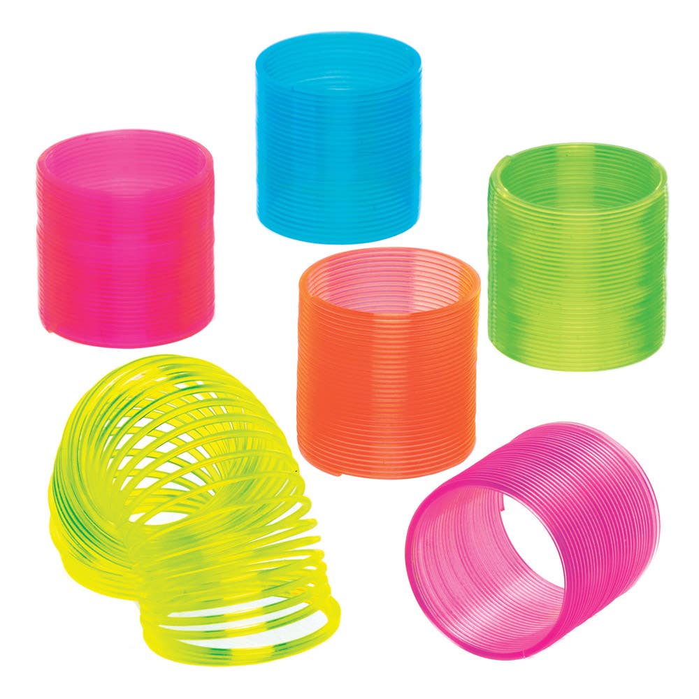 Baker Ross Small Toy Springs - 12 Springy Toys In 6 Colours. Slinky Springs For Party Bags. Size 3.5cm.