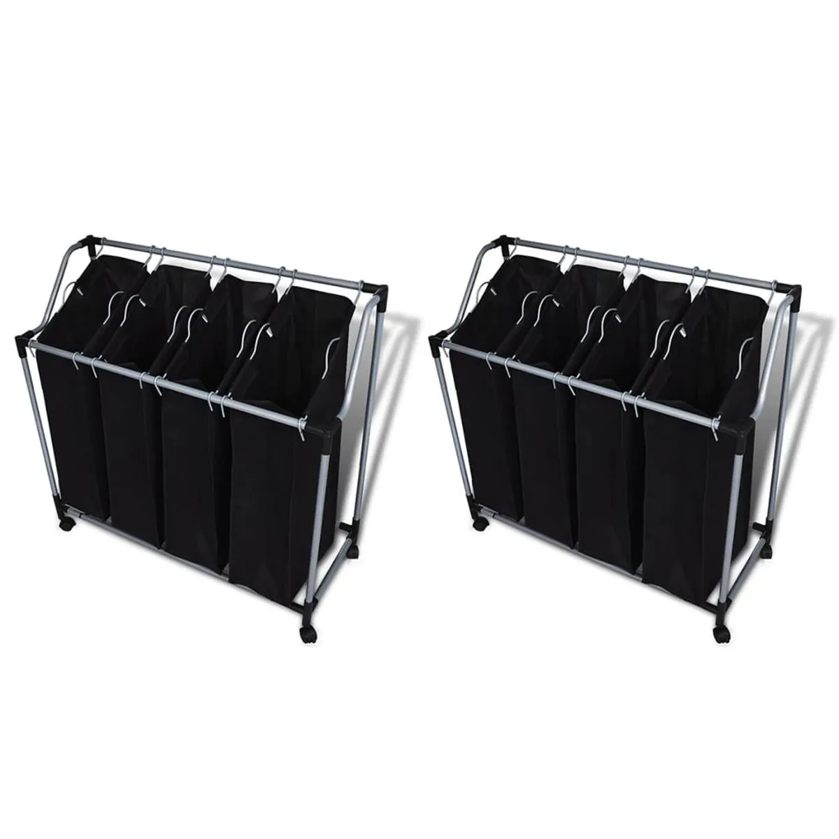 VidaXL Laundry Sorters with Bags 2 pcs Black and Grey
