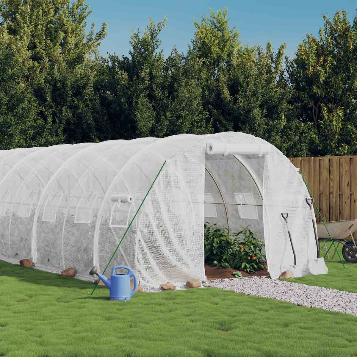 VidaXL Greenhouse with Steel Frame White 30 m2 10x3x2 m