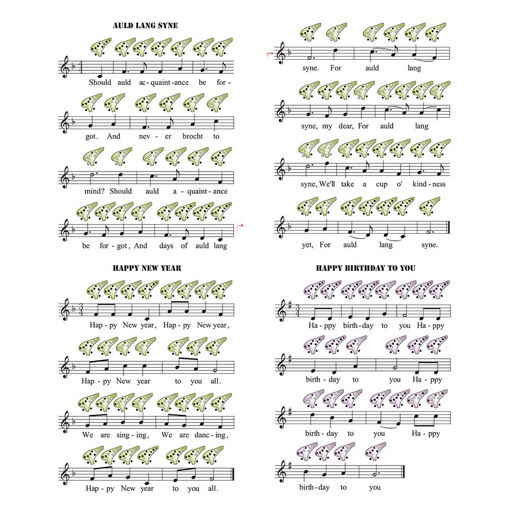 TOMTOP JMS 12 Holes Round Head Ceramic Ocarina Alto C Hand Painted Musical Instrument with Lanyard Music Score Blue Flower