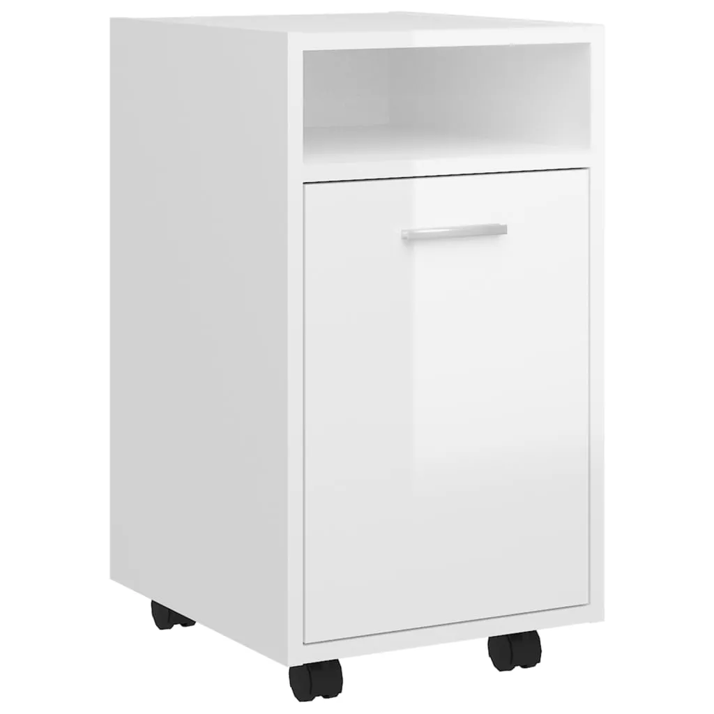 VidaXL Side Cabinet with Wheels High Gloss White 33x38x60 cm Chipboard