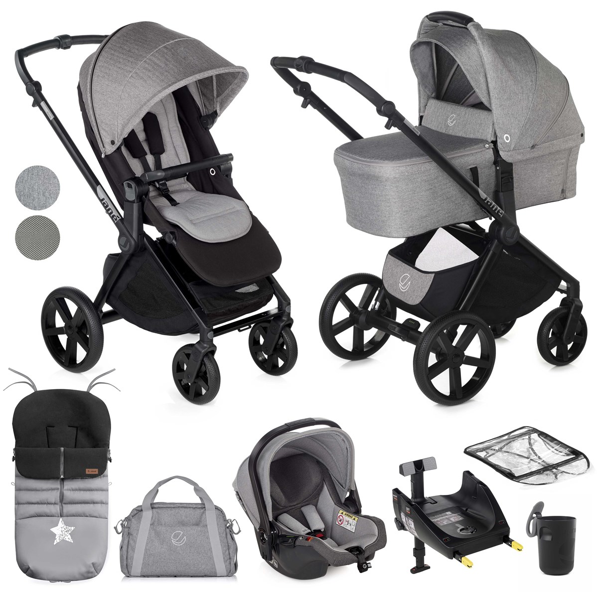 Jané Muum-4 + Sweet + Koos iSize, 10 Piece Travel System Bundle