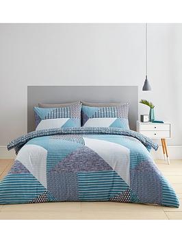 Catherine Lansfield Catherine Lansfield Larsson Geo Teal Duvet Cover and Pillowcase Set Teal | Single