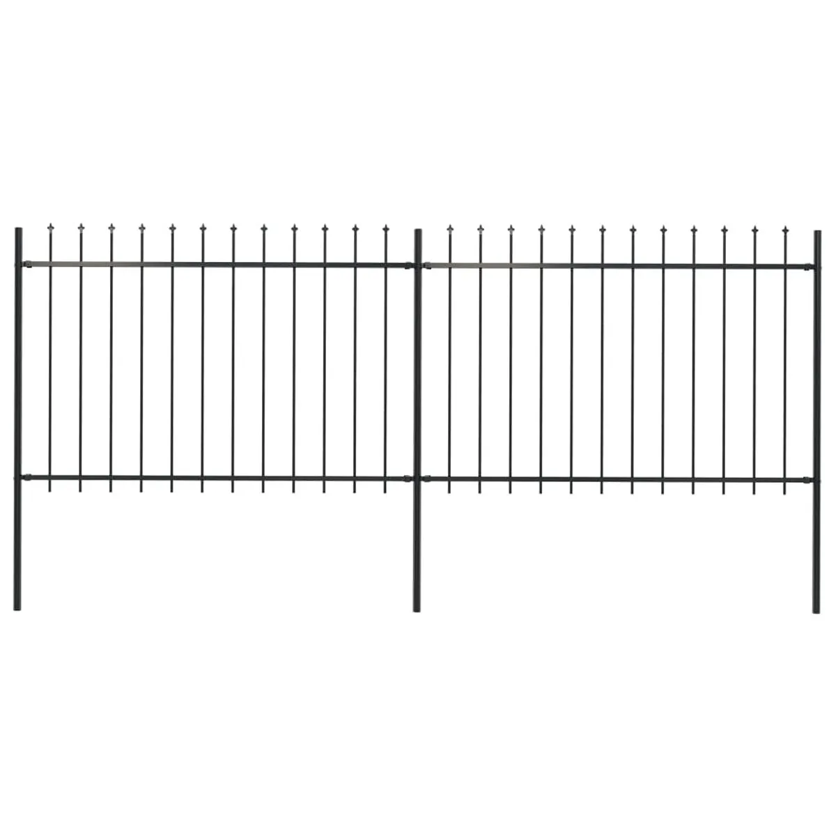 VidaXL Garden Fence with Spear Top Steel 3.4x1.2 m Black