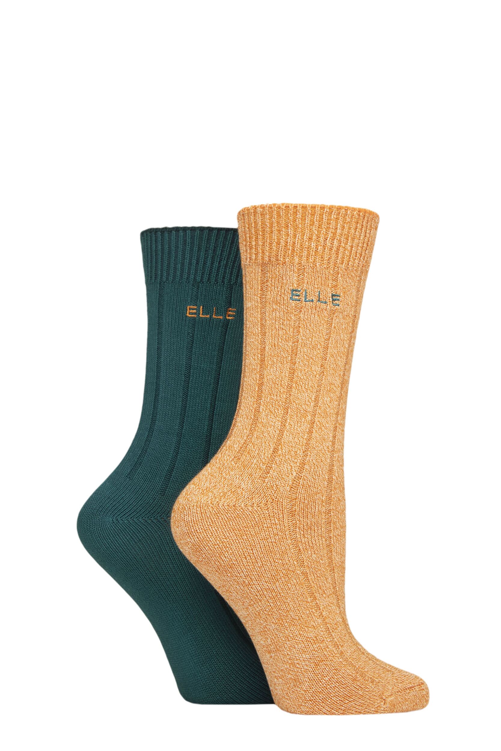 Elle Ladies 2 Pair Ribbed Bamboo Boot Socks Marmalade 4-8