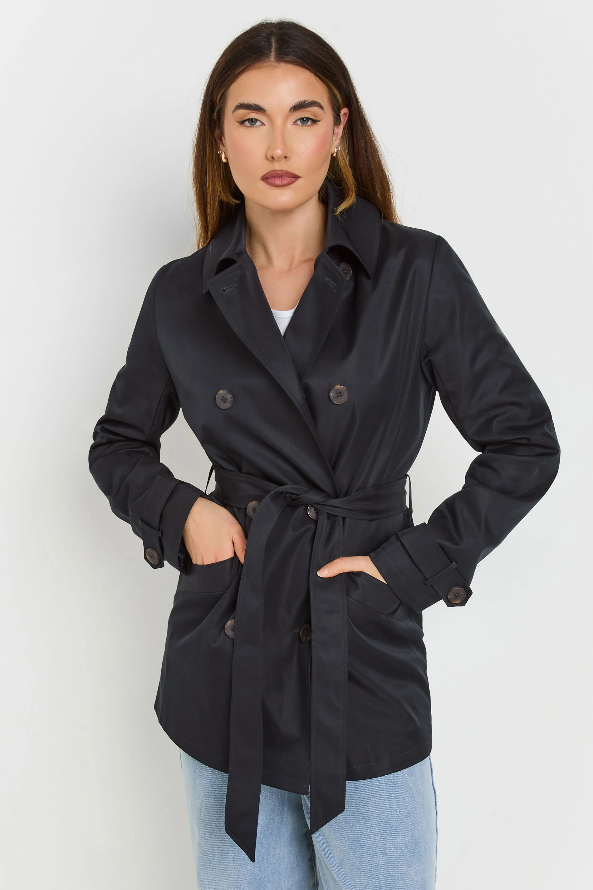  Tall Navy Blue Lined Trench Coat 22 | Tall Women's Midi Coats