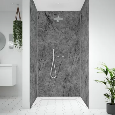 Splashwall Alloy Matt Tempesta Aluminium Bathroom & Wet Room Decorative Panel (H)2440mm (W)900mm