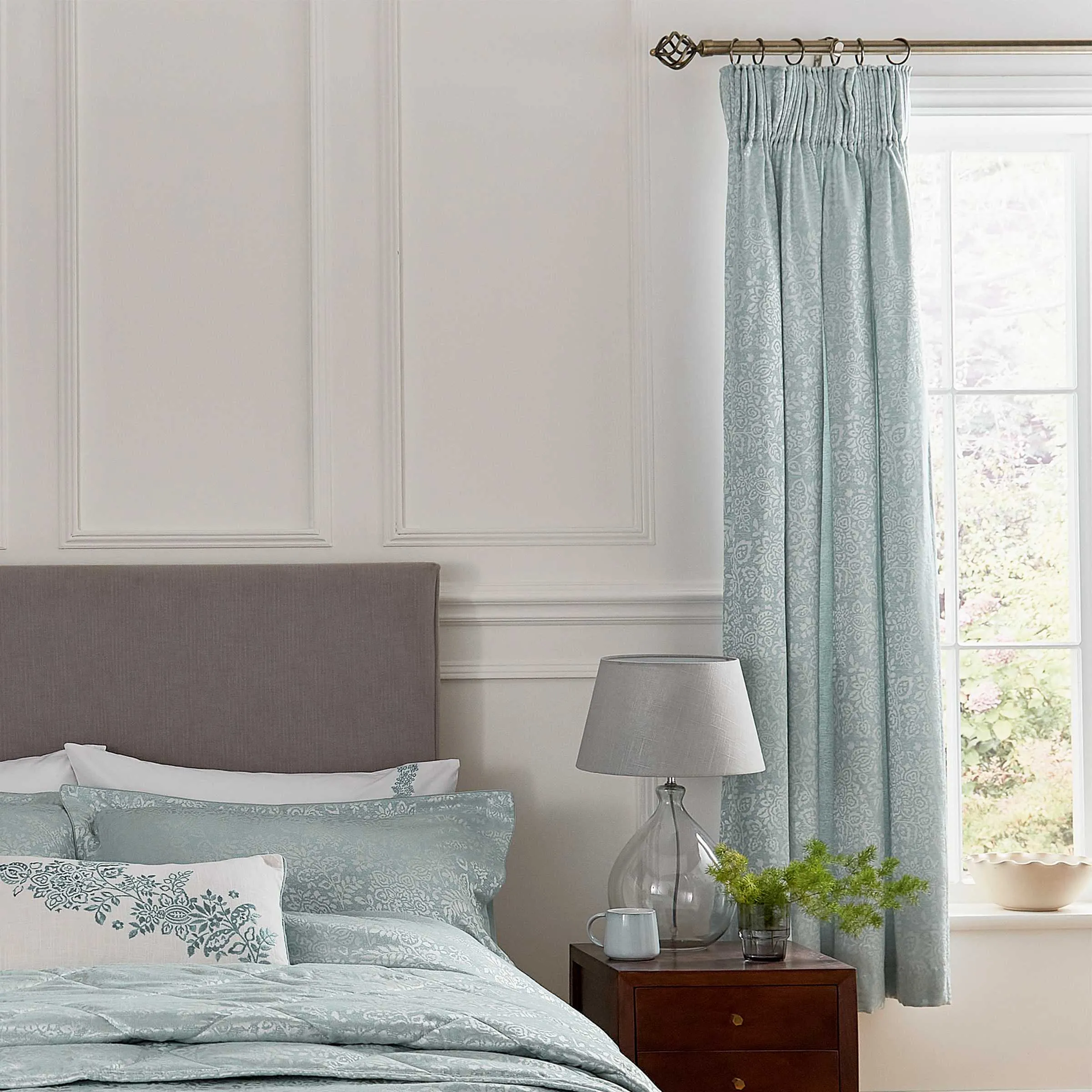 1951 Atea Lined Curtains 66" x 72", Duck Egg