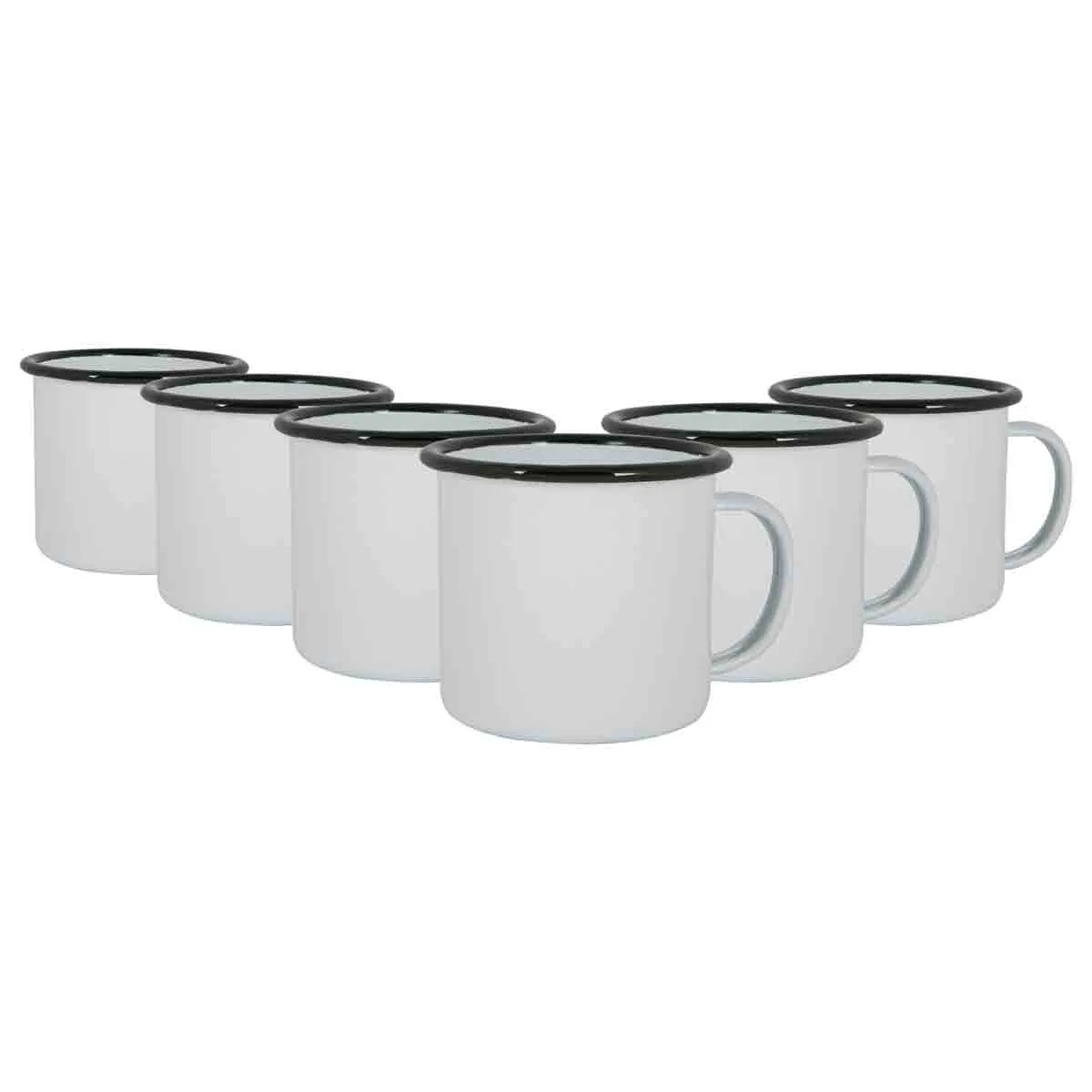 White Enamel Mugs - 375ml - Pack of 6