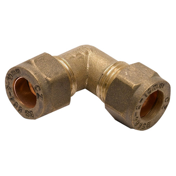 DIY Direct Compression Fittings, 90 degree Elbows, Brass 10mm
