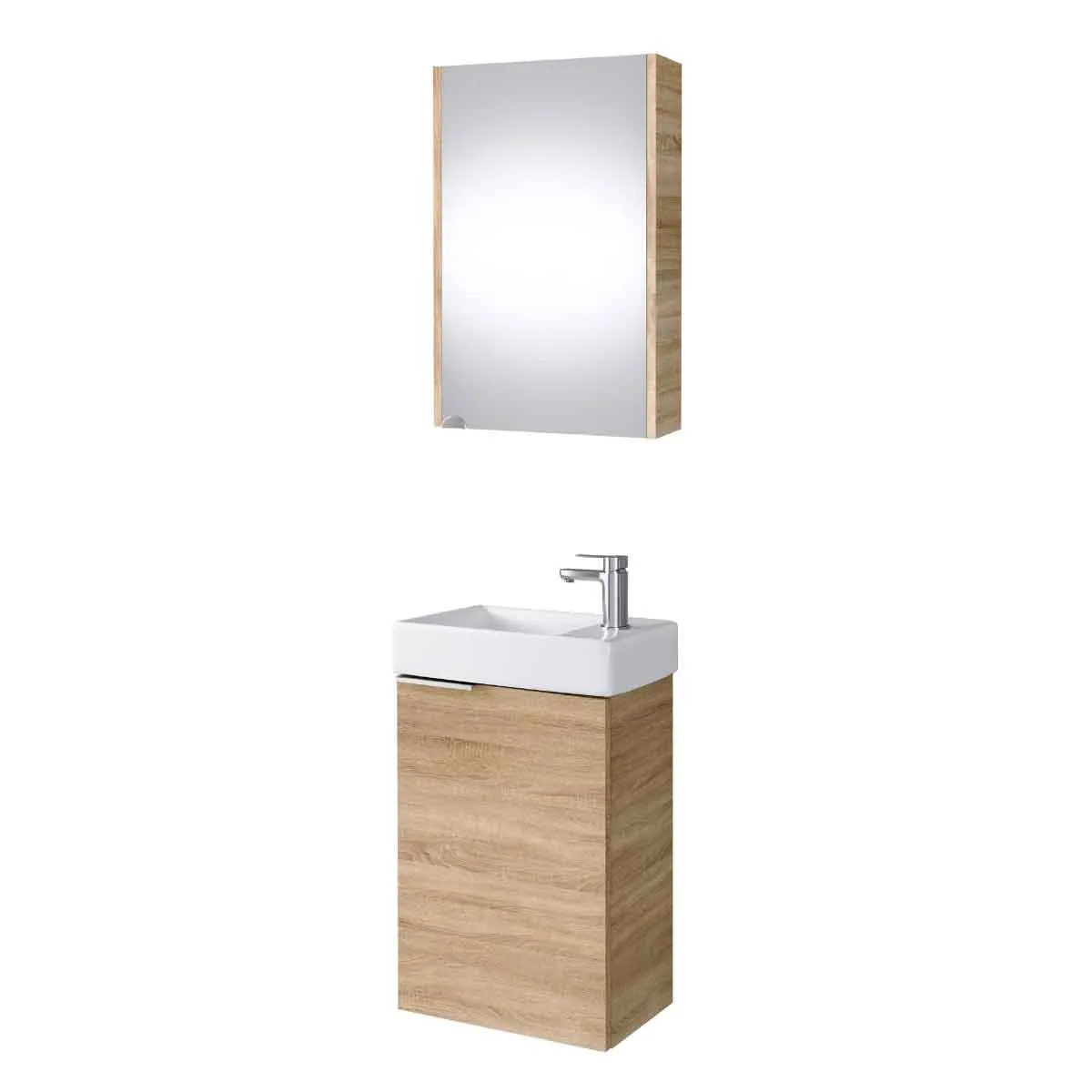  Bathroom Furniture Set 400Mm Vanity Unit Sink Basin Mirror Cabinet Small Wall Hung Sonoma Oak Effect &#150; Avir
