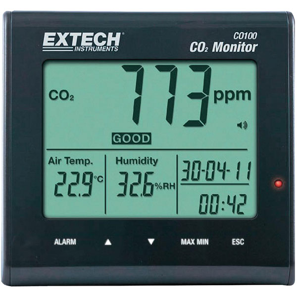Extech Instruments Co100 Air Quality Co2 Monitor, 0Ppm To 9999Ppm