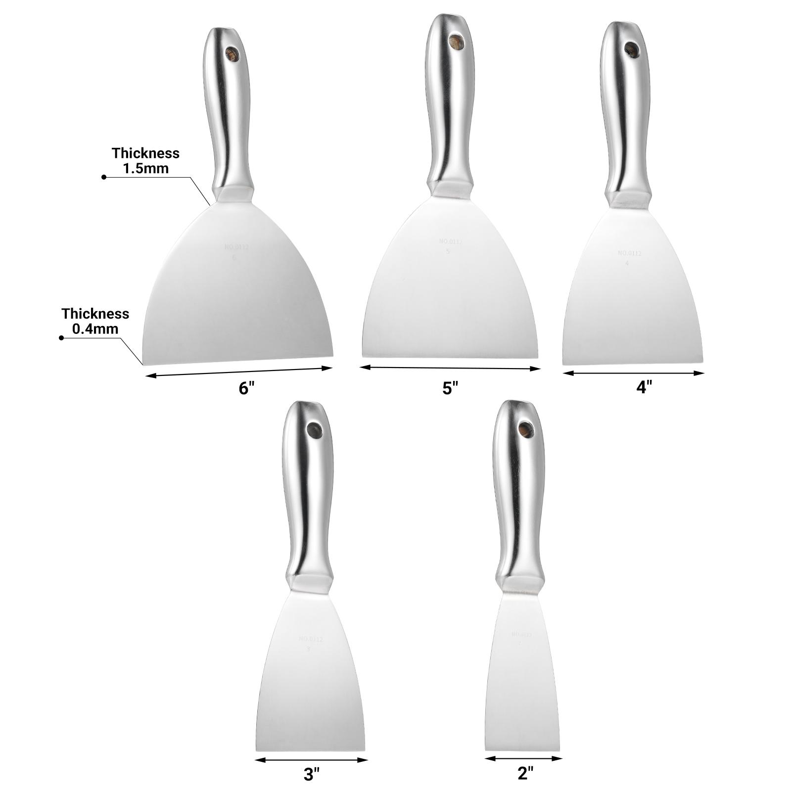 TOMTOP JMS Penggong 5pcs Putty Knife Set 23456 Inch Scraper Spackle Knife Paint Scraper One Piece Premium 5 Pcs Silver