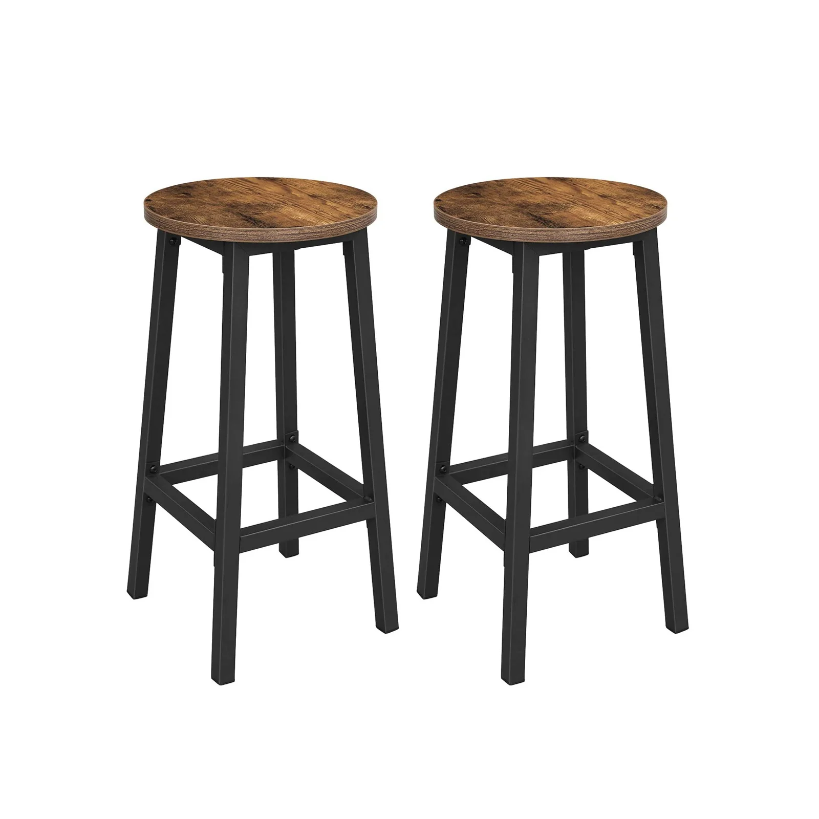 VASAGLE Vasagle Dual Bar Stools Set, Elevated Kitchen Seating, Counter Chairs, Steel, Easy Assembly, Rustic Brown And Black