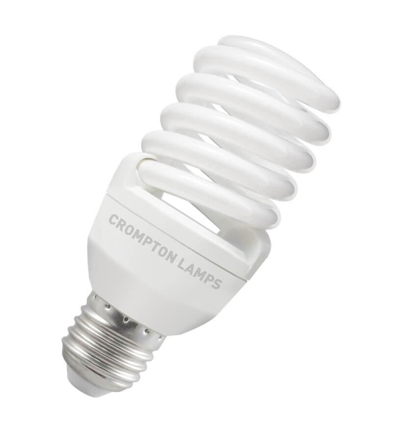 Crompton Lamps  Cfl T2 Mini Helix Spiral 20w E27 Warm White Frosted