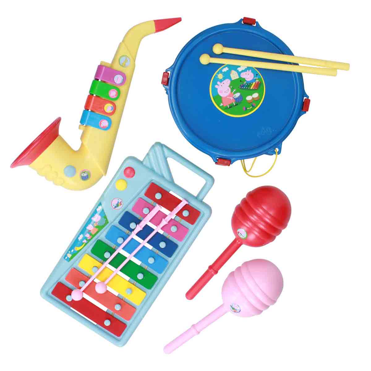 Peppa Pig 8 Notes Xilophone With Sticks&#46; Drum With Sticks&#46; Saxophone&#46; Maracas
