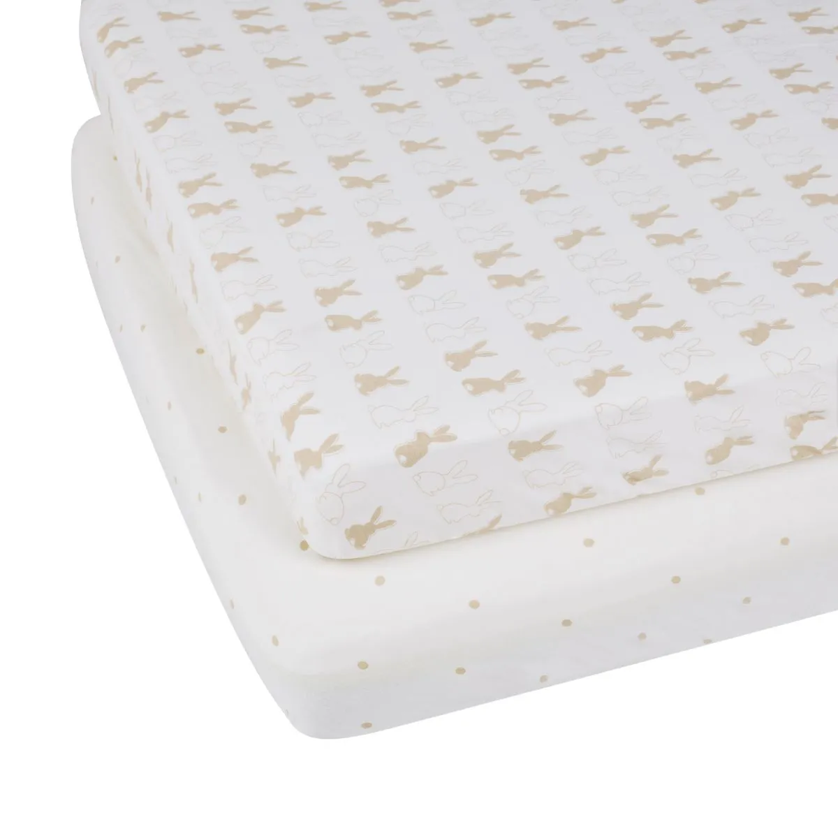 Ickle Bubba Pack of 2 Bunnychino Cot Bed Sheets-Grey