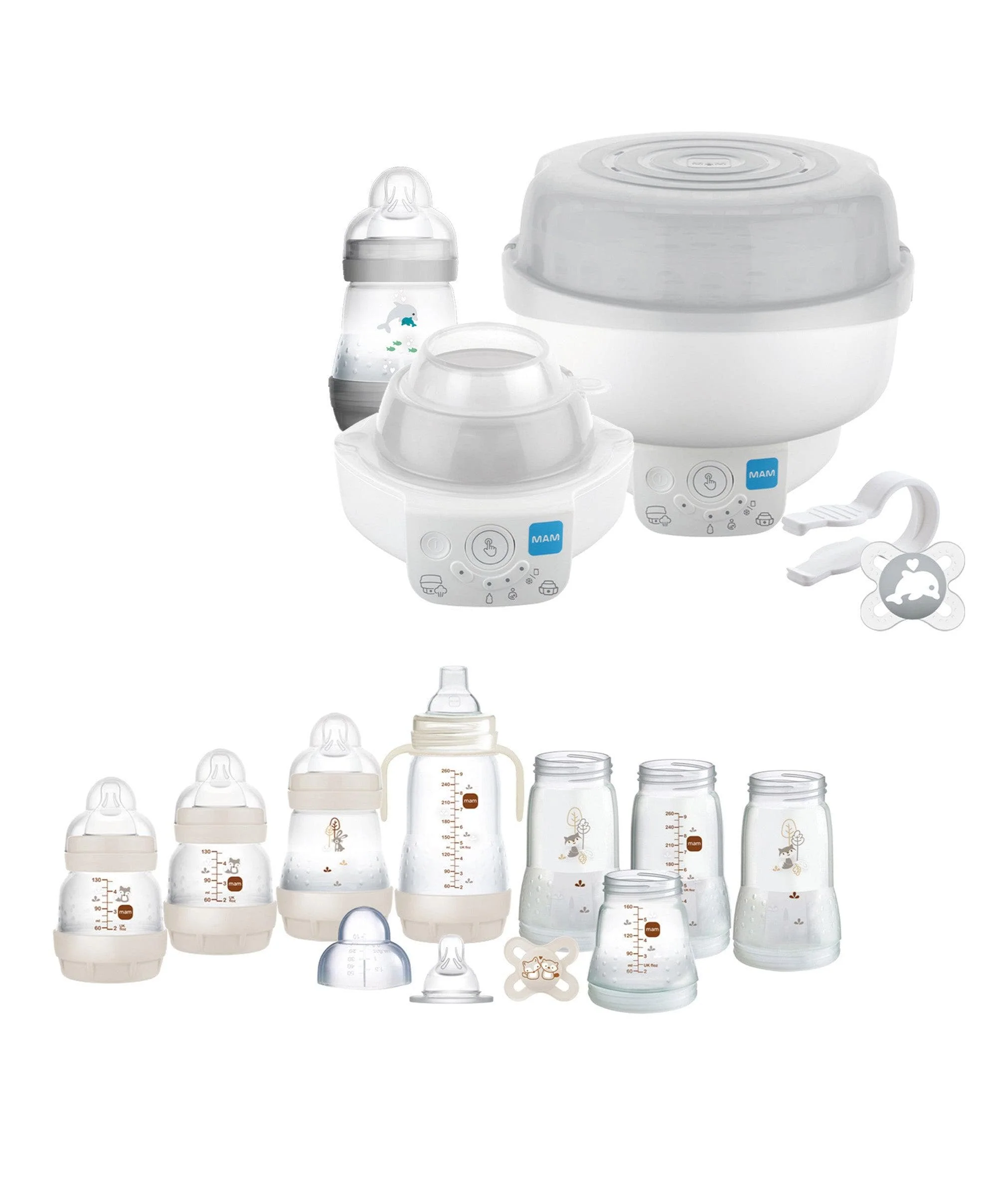 Mamas & Papas MAM Baby 6-in-1 Electric Steriliser & Small Bottle Starter Set Bundle