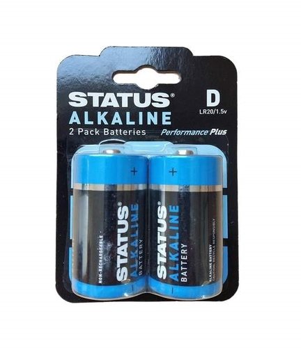 Status D Cell Alkaline Batteries - 2 Pack
