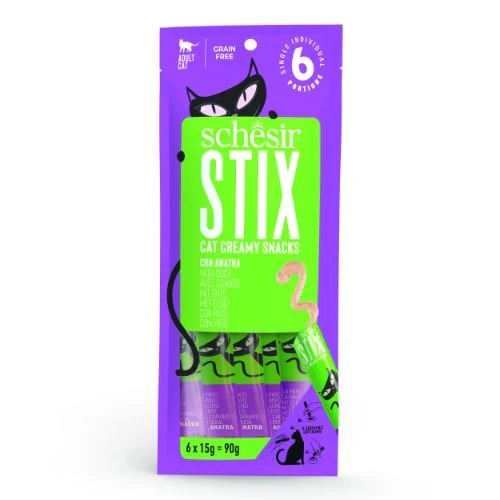 Schesir Stix Adult Cat Treats Duck 6 x 15g