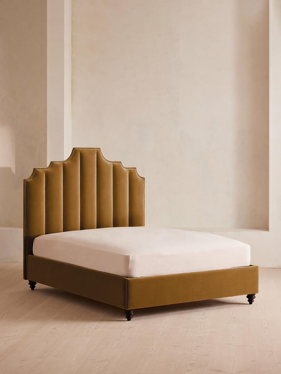 Soho Home Gerrard Bed, Double, Velvet, Mustard
