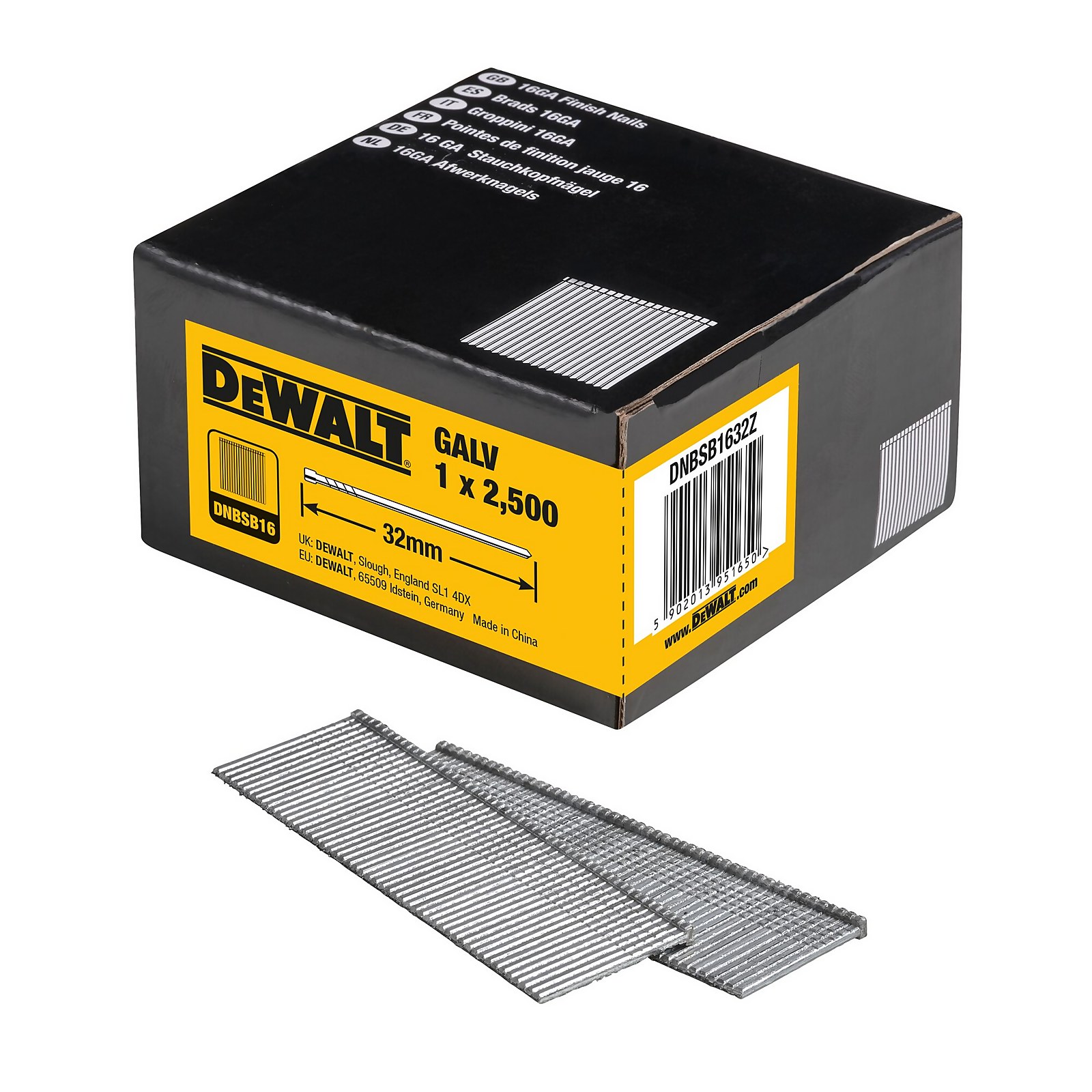 DeWalt 16GA Galvanised Finish Nails 32mm