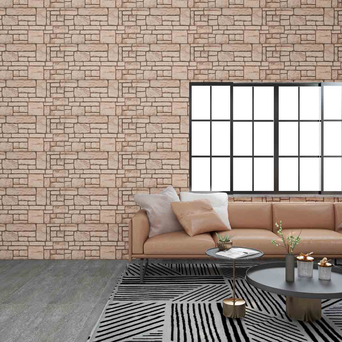 VidaXL 3D Wall Panels with Beige Brick Design 11 pcs EPS