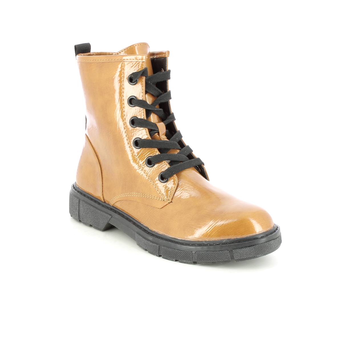 Marco Tozzi 25282-27-675 Badie  Lace Yellow Patent Womens Biker Boots