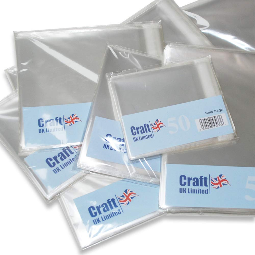 Craft UK 50 X Clear Cellophane Bags C6 120mm X 162mm Blank Greetings Cards Cardmaking 335