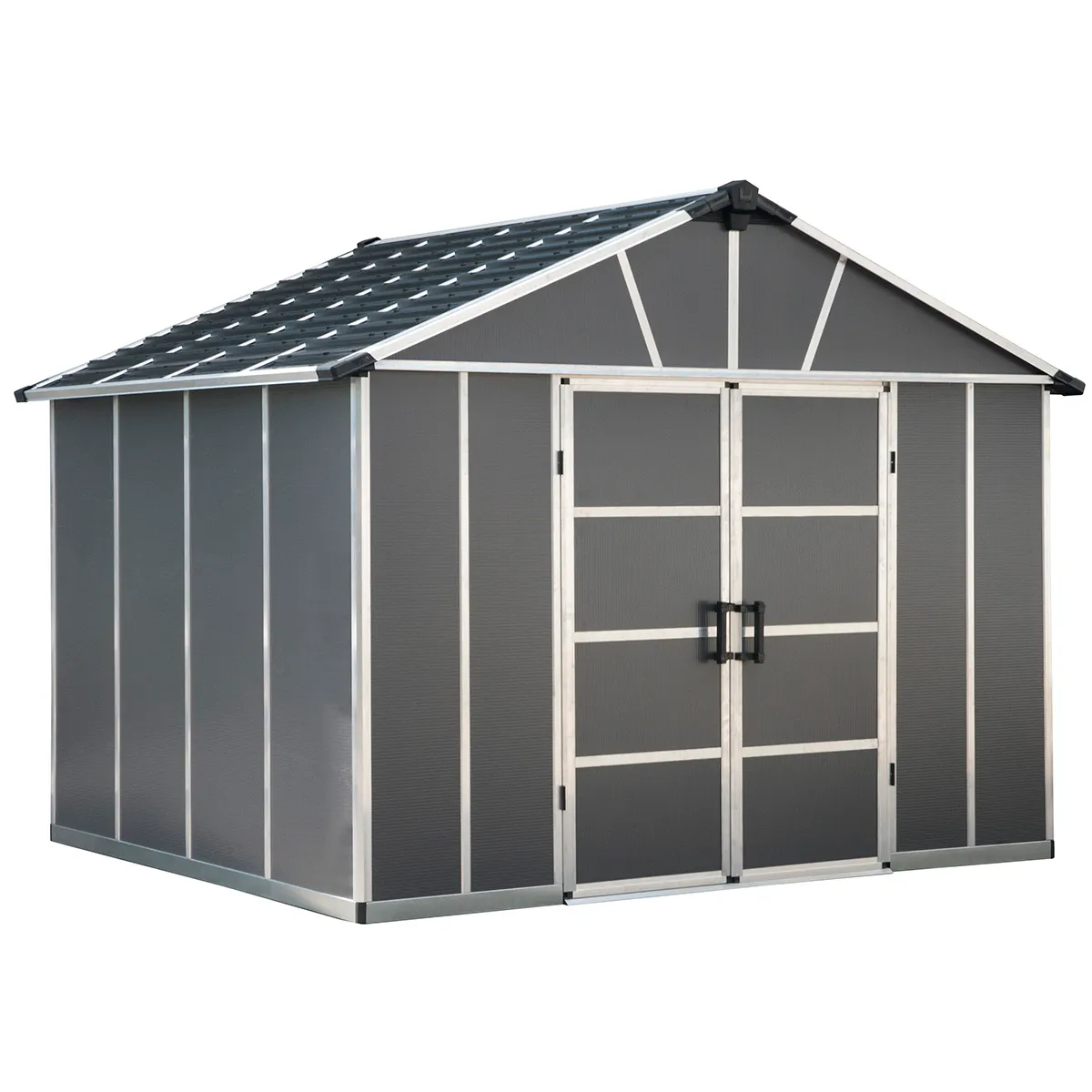 Palram Yukon Plastic 11 x 9ft Shed with Floor - Dark Grey