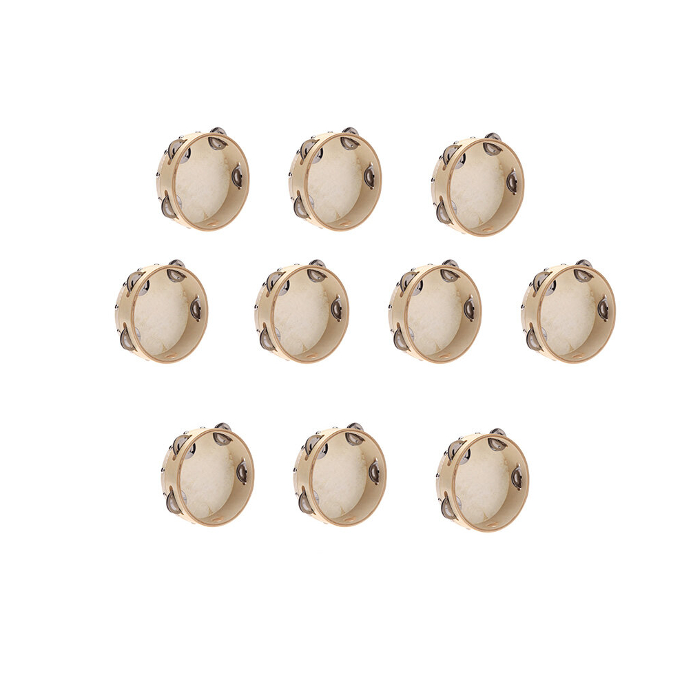 Tlily 10X 6in Hand Tambourine Drum Bell Metal Jingles Percussion Musical Toy for KTV Party Kids Games