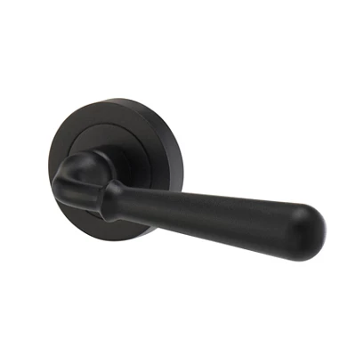 Colours Leba Black Iron Effect Aluminium Straight Latch Door Handle (L)116mm