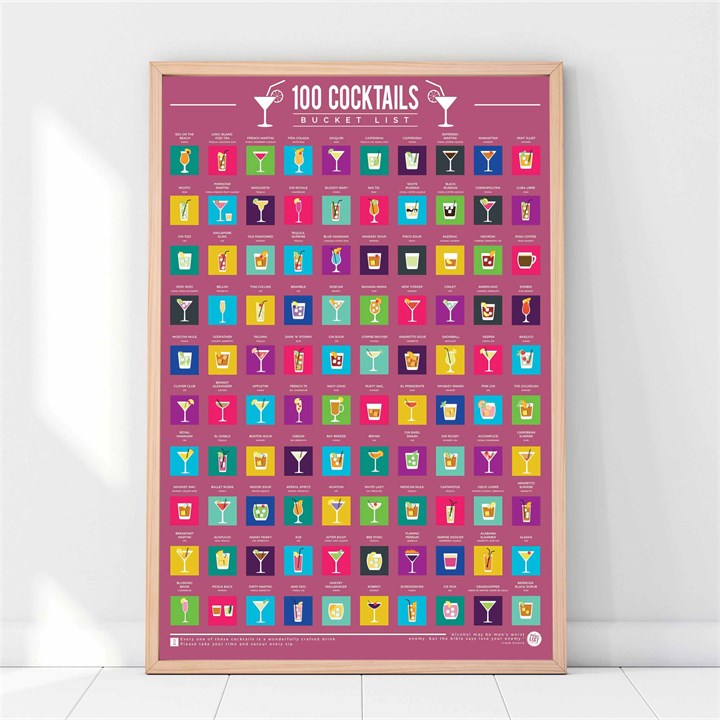 Gift Republic Ltd Gift Republic 100 Cocktails Scratch Off Bucket List Poster