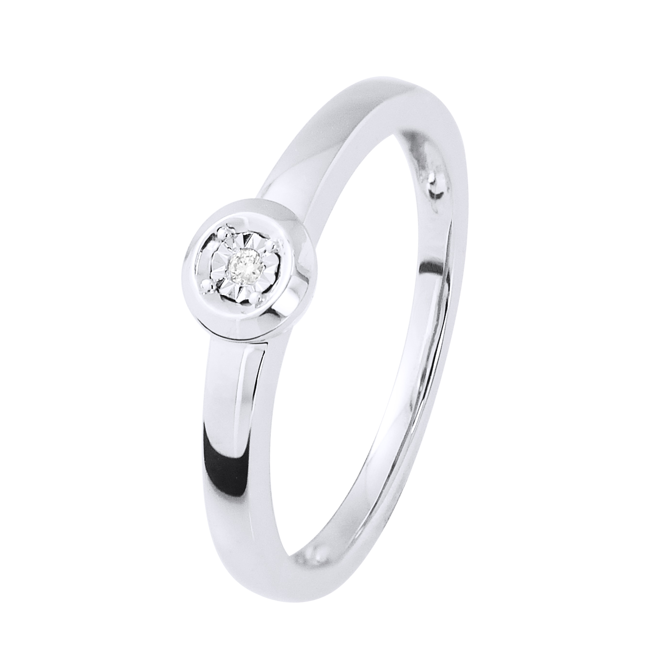 Diadema Womens Diamond Solitaire Ring 0.010 0.50 Cts Illusion White Gold - Size Q (Rings)