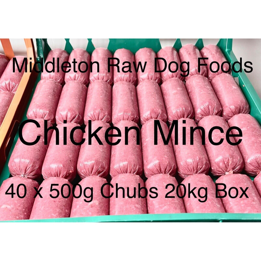 Middleton Raw Dog Foods Frozen Dog Food Chicken Mince 40 x 500g chubs/rolls 20kg box