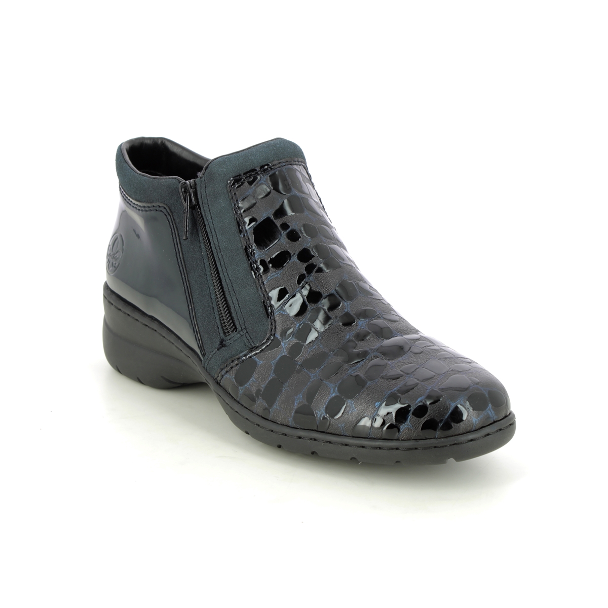 Rieker L4382-14 Darboc Navy Croc Womens Ankle Boots