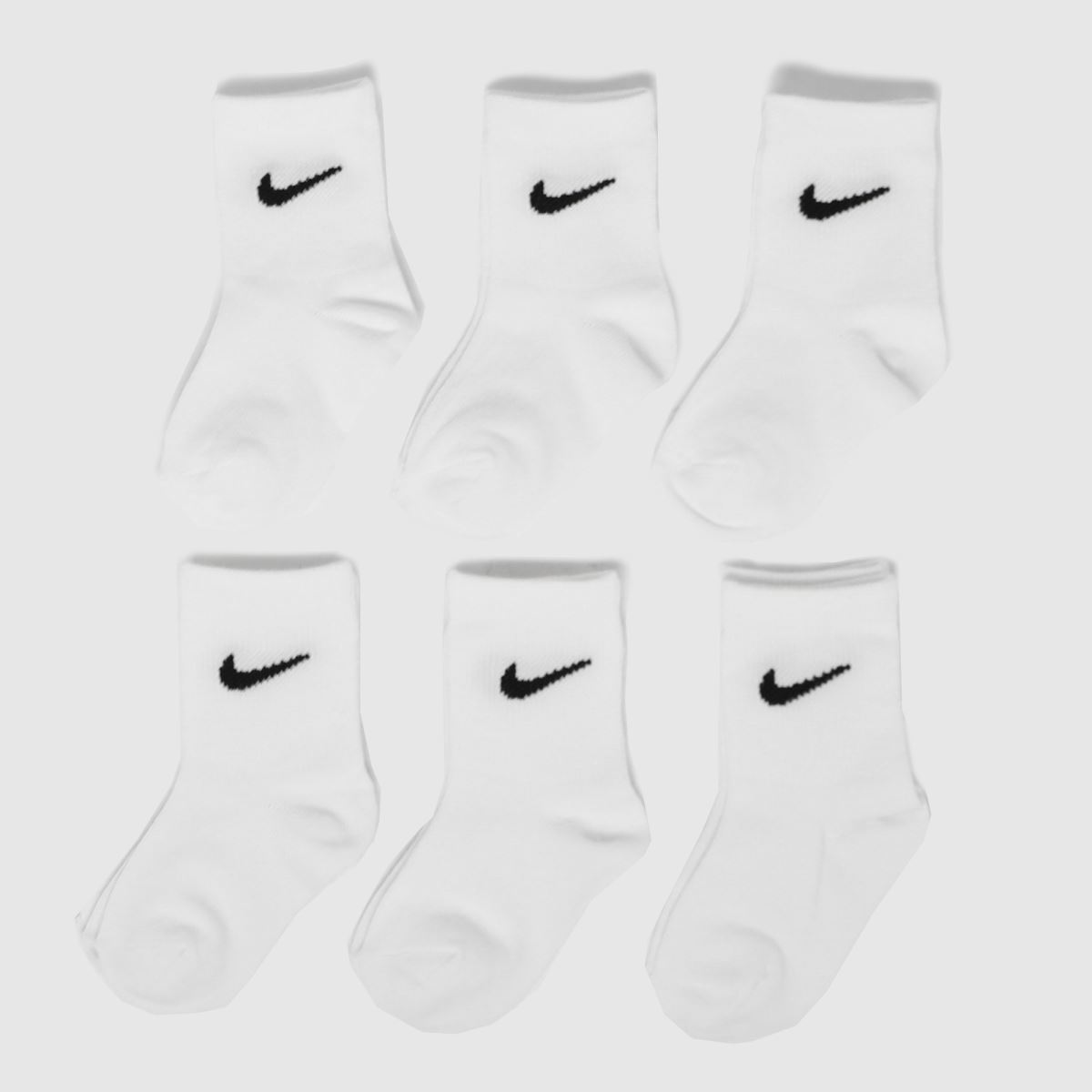 Nike Kids White  Basic Crew Socks 6 Pack, Size: 9.5-2.5