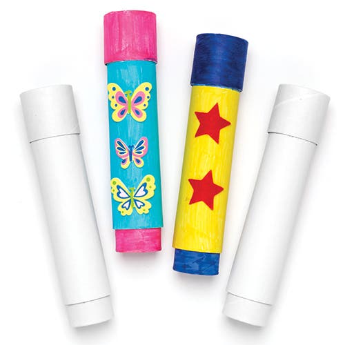 Baker Ross White Card Telescopes - 2 Craft Telescopes for kids to paint & personalise. Size 36cm. Made from strong white card.