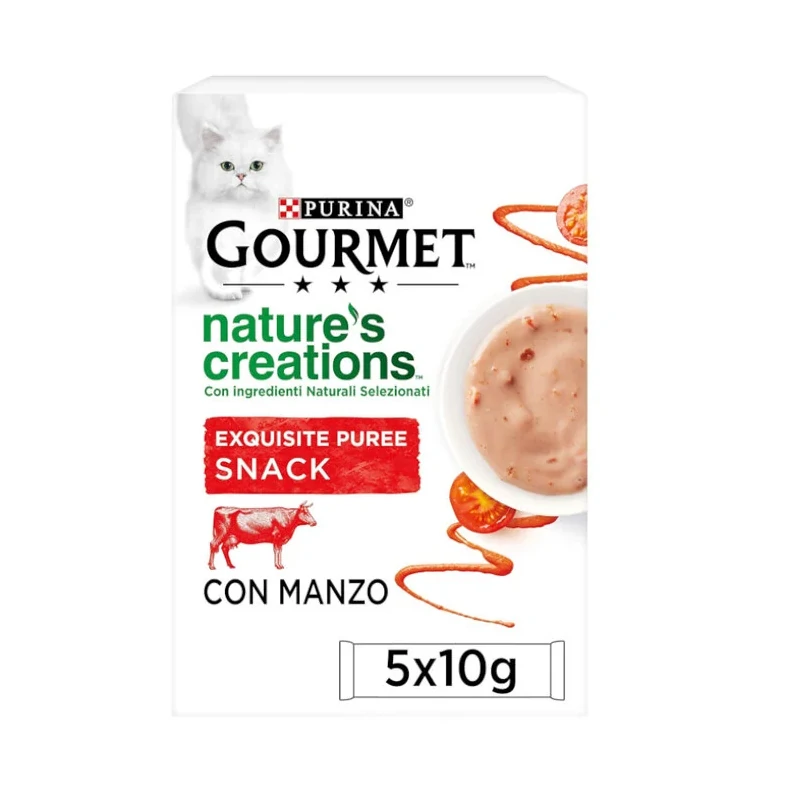 Gourmet 5 x 10 gr Gourmet Nature's Creations Puree Cremoso para Gatos con Buey