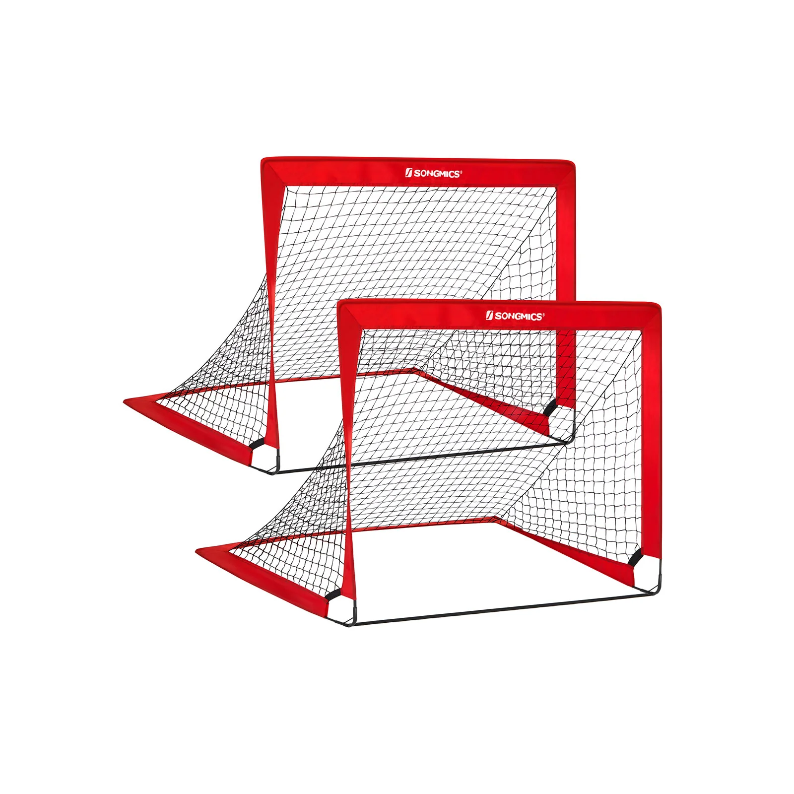 SONGMICS Folding Children's Soccer Goal Set of 2 Red 