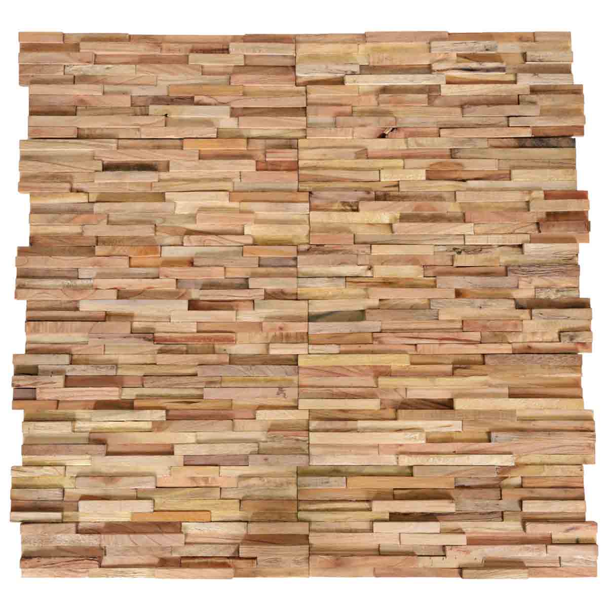VidaXL Rimsha 3D Wall Cladding Panels 20 x 54cm Wood Mosaic Tile in Brown brown