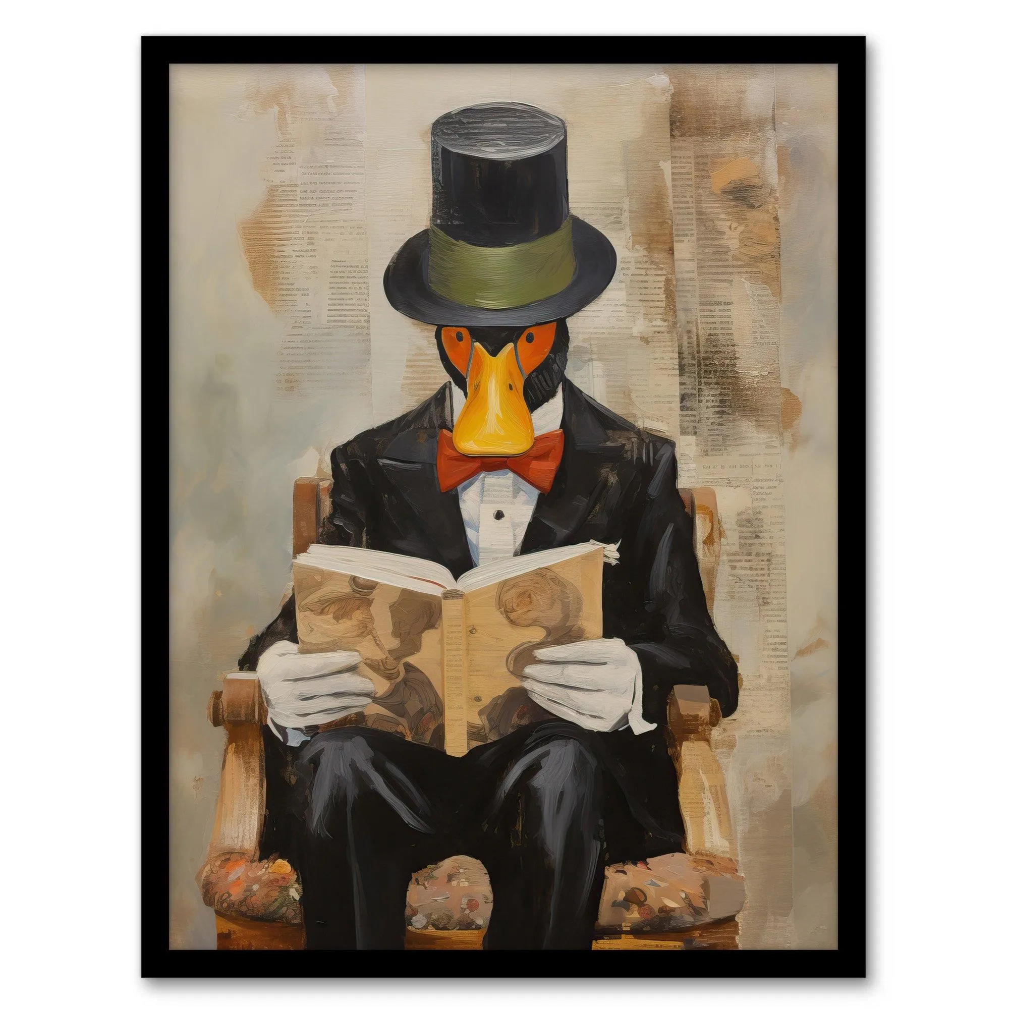 Artery8 Formal Duck Story Make Way For Ducklings Fairy Tale Childrens Book Artwork Painting Art Print Framed Poster Wall Decor