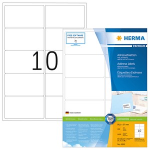 Herma Address Labels 99,1x57 100 Sheets DIN A4 1000 pcs. 4268
