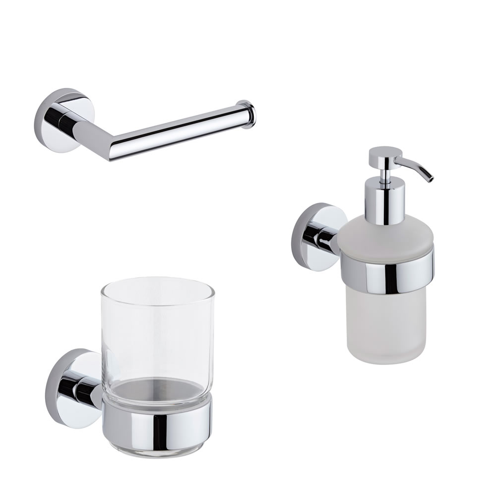 HudsonReed Milano Mirage - Modern 3 Piece Chrome Accessory Pack
