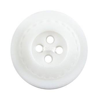 Milward Buttons - Size 22mm, 4 Hole, Stitch Effect, White, Pack of 3