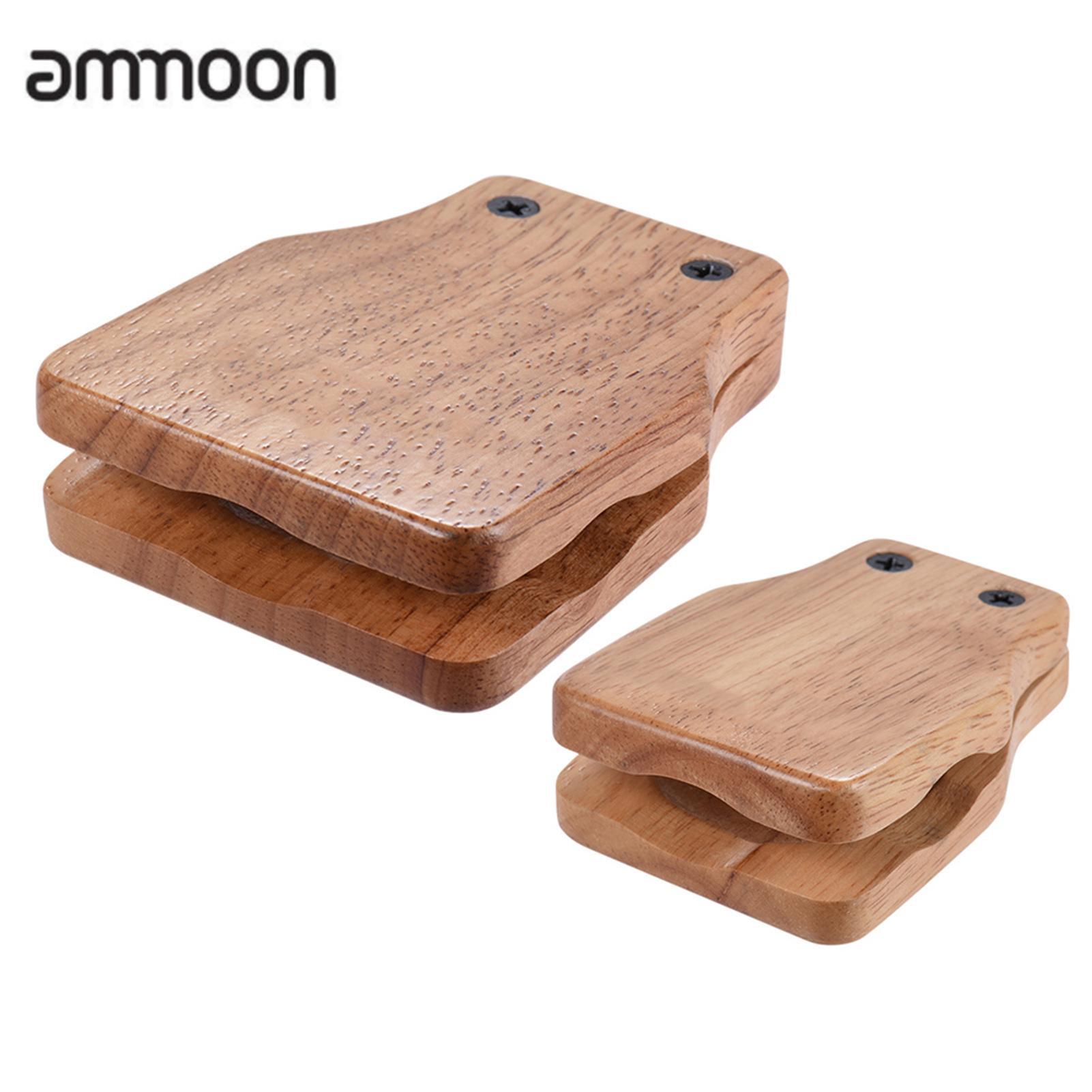 Ammoon Large & Medium 2pcs Cajon Box Drum Companion Accessory Castanets for Hand Percussion Instruments