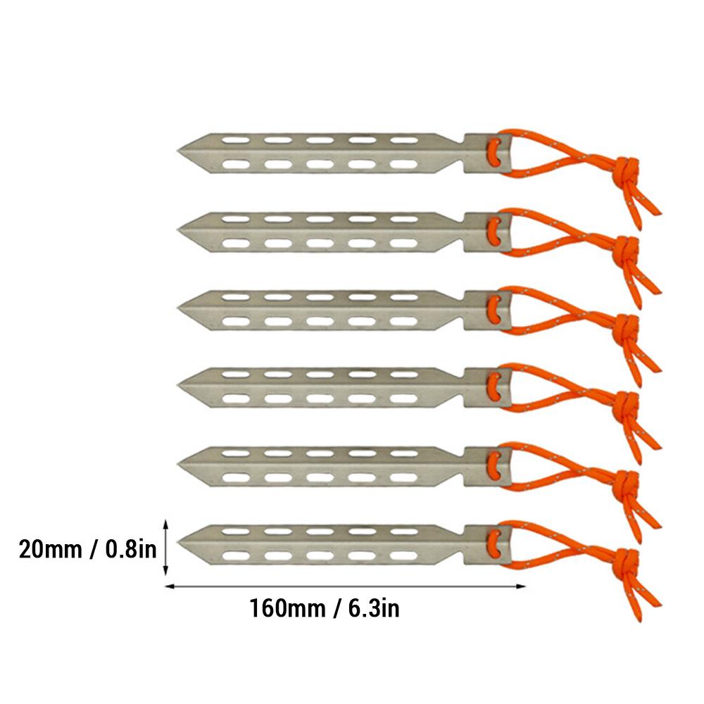 TOMTOP JMS Tent Stakes Tent Nails V Shaped Design Outdoor Tent Accessories Stainless Steel Ground Nails 6PCS