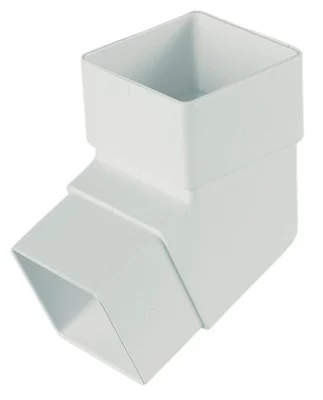 Floplast White Square 112.5° Offset Downpipe Bend, (Dia)65mm