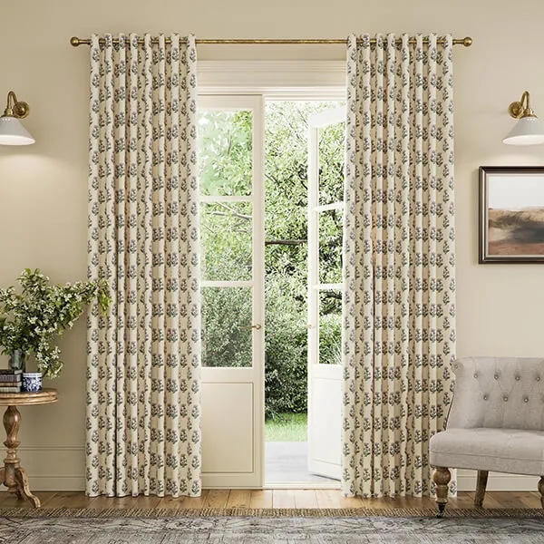 Joules Chamomile 66x54 Lined Curtains Oat/Lilac